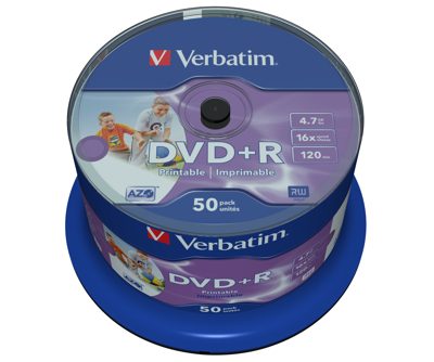 CONSUMIBLE VERBATIM DVD R 47GB 50PCS 16X IMPRIM